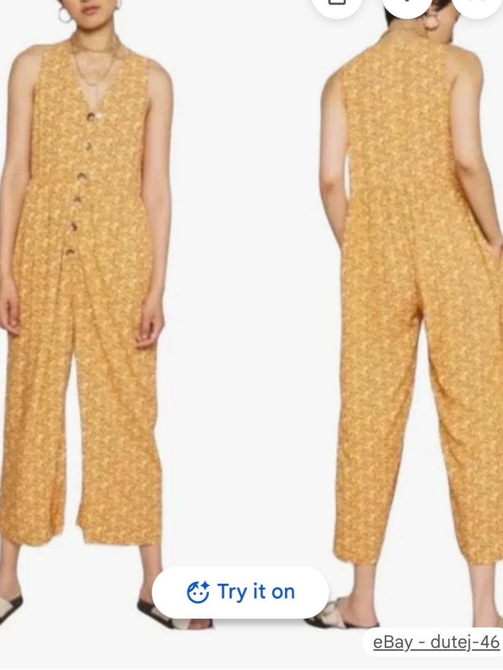 Madewell Women's Americana Floral Button Front Jumpsuit boho hippie farm cottage